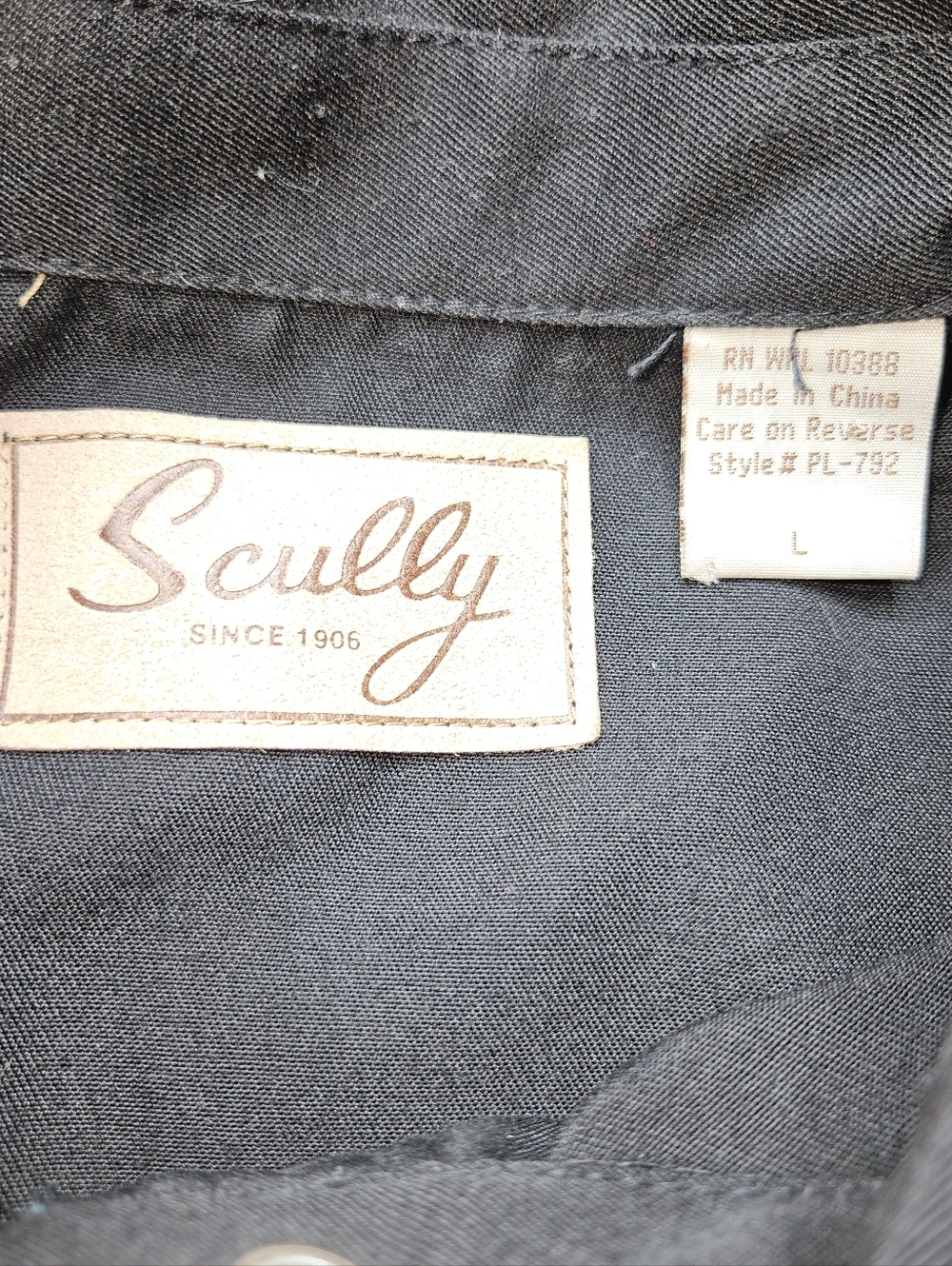 Scully Western Wear Butterfly Embroidery Snap Front Women's Large Black Teal - Picture 3 of 8